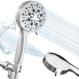 Wallderful Detachable Handheld Shower Head with Hose 10-mode Strong Shower Head High Pressure Bathroom Silver Adjustable Showerhead with Handheld Sprayer Upgrade Hydro Shower Jet Head Silver Showers