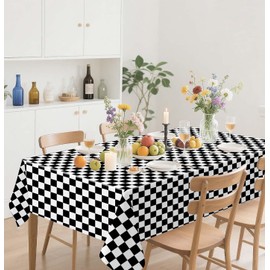 HEIPINIUYE 2 Pack Checkered Tablecloth Disposable 54 x 108 Inch Black and White Checkered Flag Plastic Table Cloth Disposable Rectangle Table Cover for Party Birthday Race Car Tablecloths