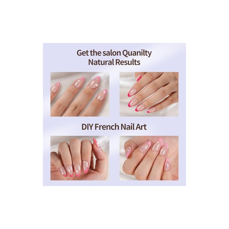 Misssix XBASICTIPS Uñas postizas francesas, 150 unidades, puntas de gel