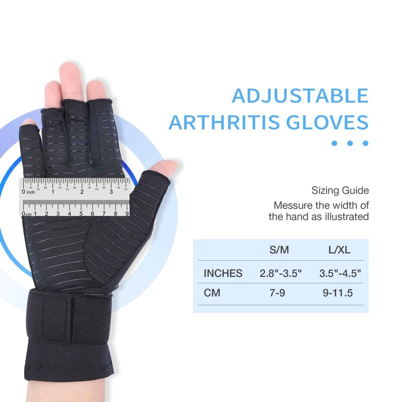 Tikaton Arthritis Compression Gloves with Adjustable Wrist Strap for Women
