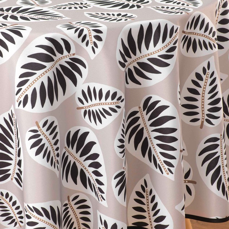Douceur d'Intérieur, Round Tablecloth (Diameter 180 cm) Alma Black Printed