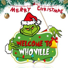 Christmas Decorations Hanging Signs Christmas Door Sign Welcome to Whoville Sign for Holiday Xmas Door Decor