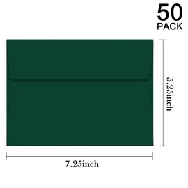 YINUOYOUJIA 50 Packs of A7 envelopes for invitation, 5x7 envelopes for Cards-Self Seal, Square Flap, Great for Wedding, Baby Shower, Mailing, Birthday Party (green)