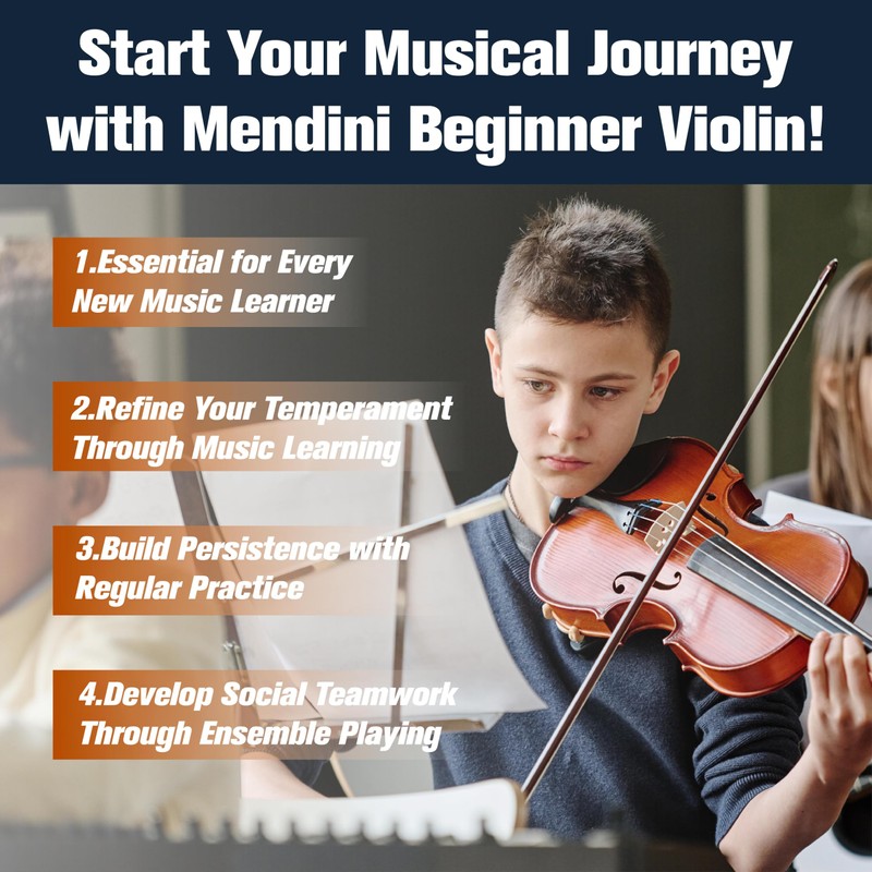 Mendini by Cecilio Violin 4/4 Full Size Kit For Beginners
