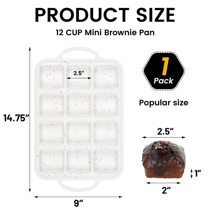 Vinino Silicone Brownie Pan With Dividers, 1 Pack Mini Loaf