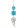 Glass Teal Green-Blue Silver Dragon Ceiling Fan Pull/Light Pull Chain