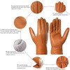 Harssidanzar Leather Gloves For Mens Comfort Cashmere Lined Gloves GMUK006,Tan,