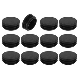 sourcing map 12 Pcs Round Plastic Plug, Black Tubing End Cap Plugs, 42mm(1.65 Inch) Furniture Leg Pipe Insert, Glide Protection for Chair, Sofa, Table, Shelf