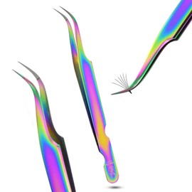 My Lash Tools Lash Tweezers For Eyelash Extensions Precision Fiber Tip Tweezers For Lash Extensions Mega Boot Volume Lash Tweezer | Professional Stainless Steel Lashing Tweezers (Diamond Grip Black)