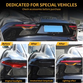 Daeiclru Car Tail Light Lamp Cover Compatible with Jaguar F-Type 2021-2024, Smoked Taillight Shell Trim Cover Taillight Lamp Trim Cover Rear Headlight Protection Cover Accessories