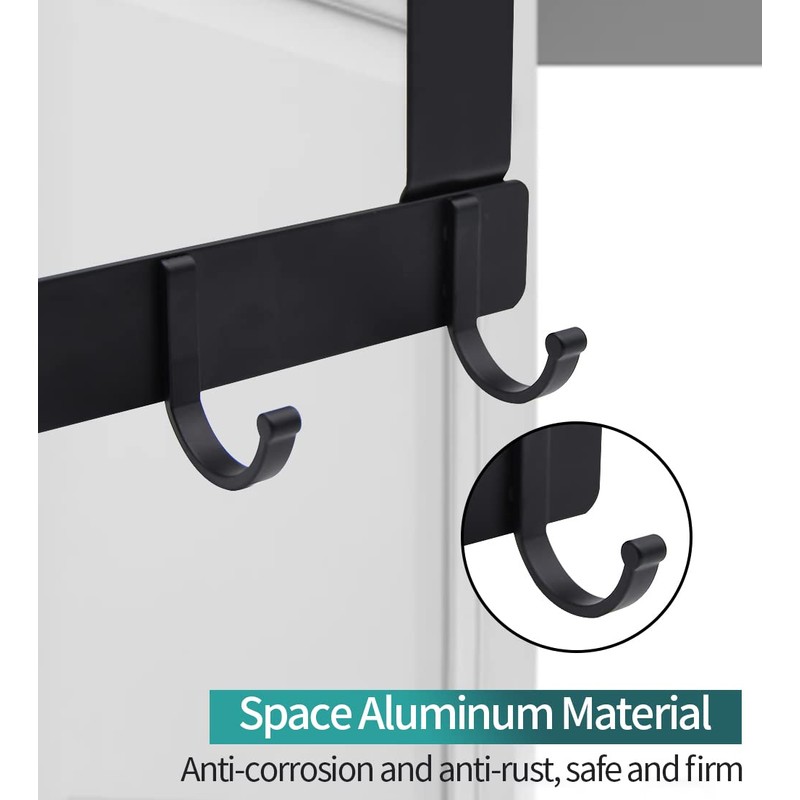 LFSEMINI 2 Pack Over Door Hook Hanger, Black/White, Long/Short, Heavy-Duty