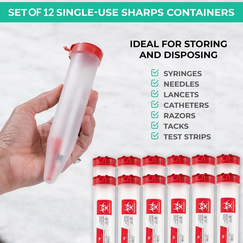 Sharps-Shuttle - Single Use Travel Sharps Container for Needles Syringes
