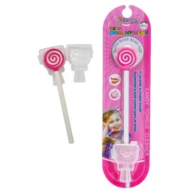 Kids Tongue Scraper or Cleaner Set – BPA-Free Plastic Dental Scrapers Helps Freshen Bad Breath, Remove Gunk – Multicolored with Easy-to-Grasp Handles and Brush Covers by 55Dental, Ages 2+ (Pink)