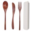 Wooden Cutlery Set Tableware Set Scratch Proof Portable Wood Spoon