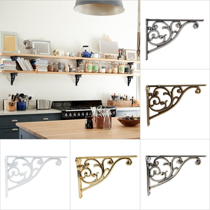 Shelf Brackets 8 Inch 4PCS Heavy Duty Matte Black Wall