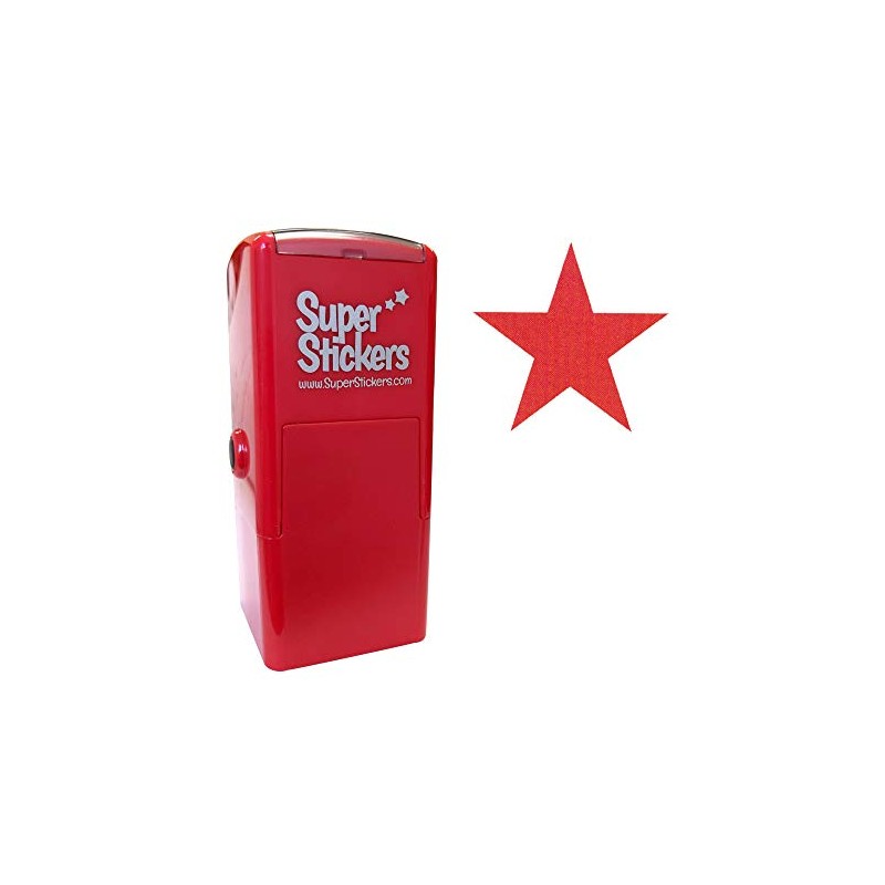 SuperStickers Pre-Inked Stamper for Marking - Red Star Design,Small
