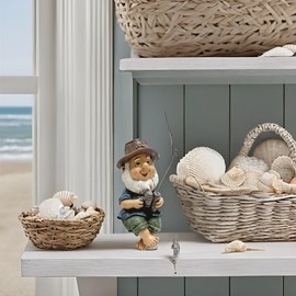 NYSCURE Resin Yard Decoration Figurine - Funny Miniature Statue for Pond, Garden, and Christmas Crafts (Fishing Gnome,3.9 Inches)