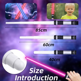 Ajuanbazha Pack of 2 Children's Lightsabers, Retractable 7 Colours Lightsaber, 2-in-1 Lightsaber with Light and Sound, Duel Lightsaber, Cosplay Toy for Children