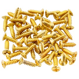 Musiclily 3x12mm Guitar Bass Pickguard Mounting Screws Scratch Plate Screws for Fender Strat Tele Electric Guitar Bass,Gold (50 Pieces)