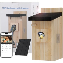 Camii Bird House with Camera, 5MP Smart Birdhouse Camera with Solar Powered, Bird B...