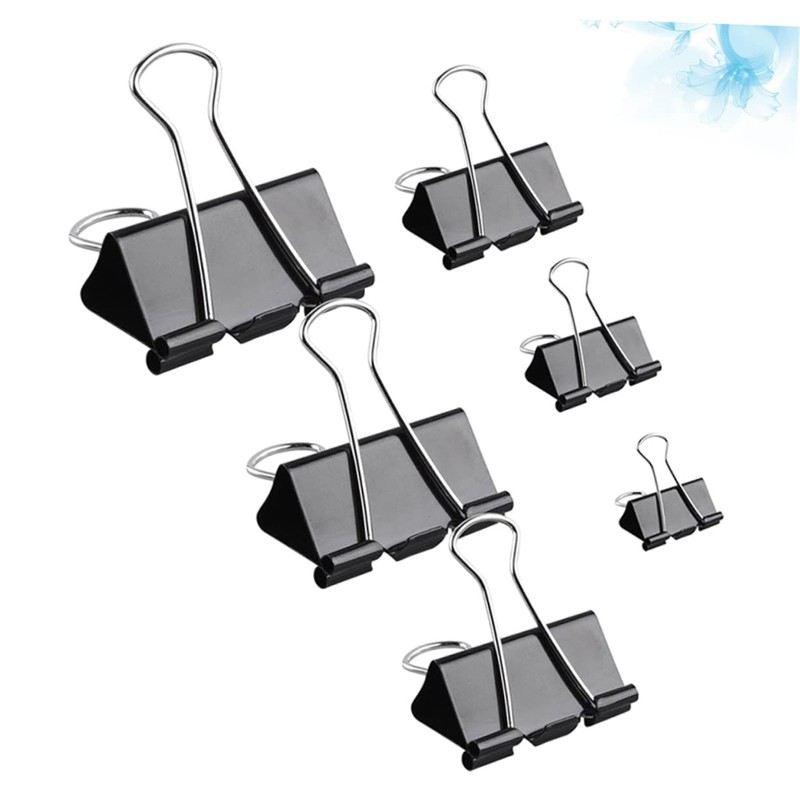 jojofuny 130Pcs Black Binder Clips Assorted for Home Office School
