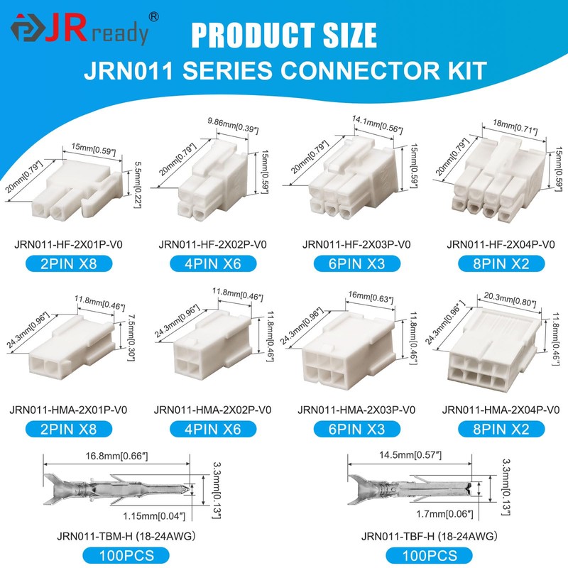 JRready ST6519 238Pcs Mini-Fit Jr Pin Connector Kit Wire Automotive