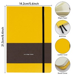TUNJILOOL Notebook A5, 192 Pages Notebooks Hardcover, Premium 80gsm Ink-proof Papie Thickness, PU Hard Cover Notebook, Bullet Diary, Checked, Blank & Dot Grid Journal Notepad
