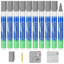 Flintronic Grout Pen, Grout for Easy Use, Grout Pen with Replacement Tip, Grout Pen in Tones Cementary Joints, Joint Repair Marker for Tiles (10 Pieces, Grey)