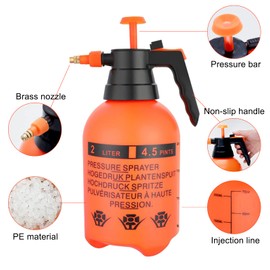 HOMEANING 68oz Garden Pump Sprayer, 2L Hand Pressure Sprayer Bottle, 0.5 Gal Lawn Adjustable Sprayer for Plant Mister Spraying Weeds Home Cleaning Watering (Orange)
