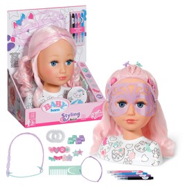 BABY born 836033 Zapf Creation Creative Styling Head for Painting with High-Quality Pink Hair and Over 20 Accessories