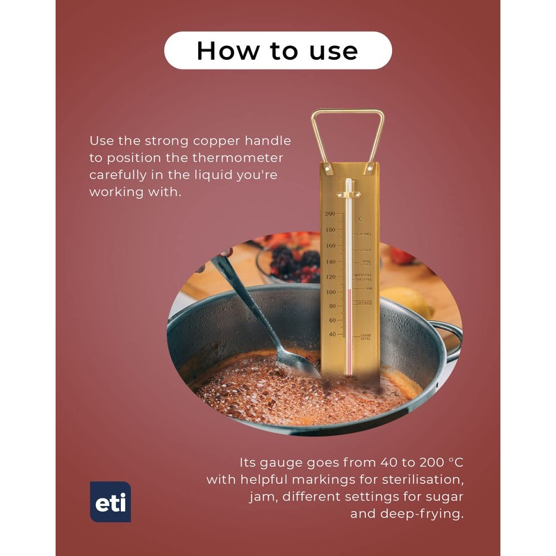 Brass Sugar & Jam Thermometer. Ideal preserve or confectionery thermometer
