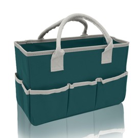 Cupohus Art Organizer Craft Storage Tote Bag with Pockets and Hadles, Oxford Fabric Carrying Caddy for Teacher, Officer, Artist, Traveler, and more – Dark Green