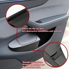 Car Door Trash Can for Tesla Model Y Juniper 2026 2025, 2 Pcs Front Seat Garbage Bin with Push-Open Lid Waterproof ABS, Door Built-in Hidden Storage Organizer for 2026 Model Y Juniper Accessories
