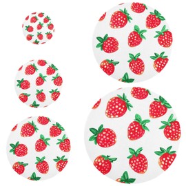 Kcldeci Reusable Bowl Covers in 5 Sizes Watercolor Bright Strawberries 5 Pieces Plate and Food Covers Bowl Covers Dish Plate Covers for Family Outdoor Picnic
