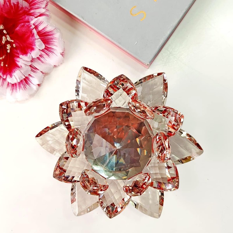 Crystal Glass Flower Lotus for Home, Office, Deck, Living Room,