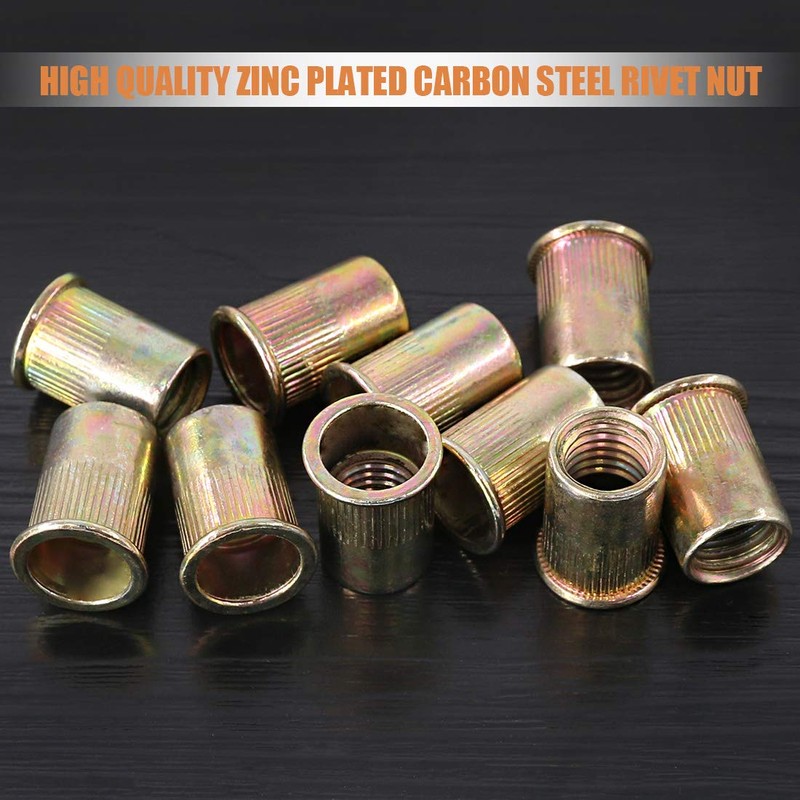 Keadic 100Pcs M12 Rivet Nuts Metric Zinc Plated Rivet Nut