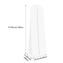 POHOVE 183 cm Breathable Garment Bag for Wedding Dresses Wedding Dress Cover Garment with Zip, Transparent Clothing Bag, for Wedding Dresses, Evening Dresses or Large Coats