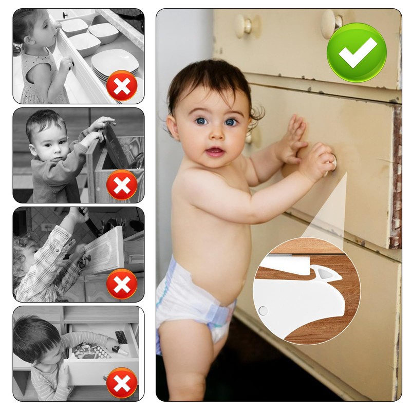 Lectorias 10 Piece Sets Drawer Locks Baby, Cupboard Locks, Child