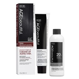 AGE beautiful Permanent Hair Color Dye Liqui Creme & Developer 20 Volume | 100% Gray Coverage | Anti-Aging | Biotin for Thicker, Fuller, Healthier Hair | 5AA Double Ash