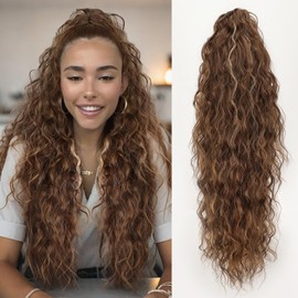 ORSUNCER Ponytail Extension Claw 26" Curly Pony Tail Clip in Claw Hair Extensions Fluffy Natural Looking Synthetic Hairpiece for Women