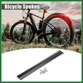 Motoforti 12 Pcs 14G J Bend 298mm Bike Bicycle Spokes with Nipples Black Long-lasting