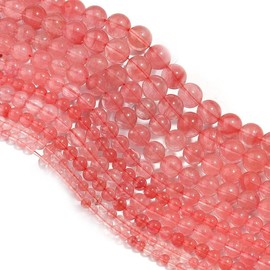 Malahill - abalorio semipreciosas de piedra para hacer joyas, se venden por bolsa, 5 hebras en el interior, cuarzo cerezo sintético, 8 mm