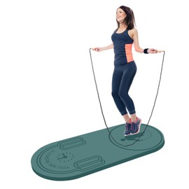 LERYG 8/20/30mm Jump Rope Mat Fitness Exercise Mat Durable, Non-Slip, Workout Mats with Jump Rope & Carrying Bag for Home Gym Flooring in Green(55"x 24")