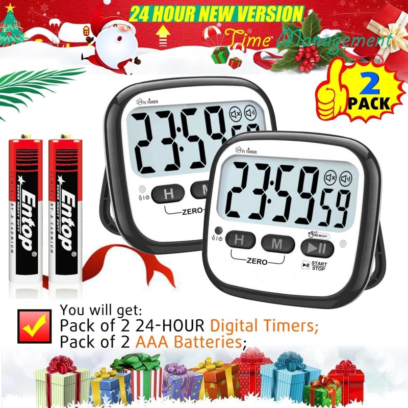 Kitchen AyayaBoss Digital Timer Pack of 2 Kitchen Timer for