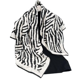 Elegant Zebra Print Square Scarf, Black and White, Fashion Neck Wrap Hair Bandanas Scarves 35 Inches