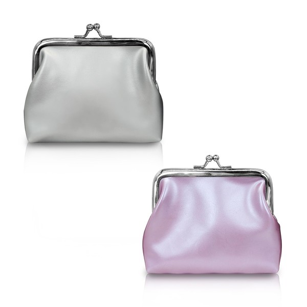 WisePoint 2 PCS Coin Wallet, PU Leather Change Purse Elegant
