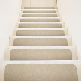 Sango Coral Stair Mat, Adsorption Mat, Stair Slip, Wide, 27.6 x 7.9 inches (70 x 20 cm), Deep Pocket, 15 Pieces, Beige, Thin Suction Mat, Just Place It In, Soundproofing, Low Holm, Made in Japan
