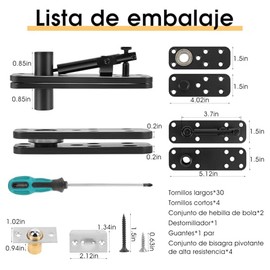 Bisagra oculta para puerta con rotación de 360 ​​grados, Bisagra oculta para puerta de 570 libras, bisagra de pivote oscilante de hardware para puerta de madera y puerta secreta (Negro)