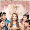 Rose Gold Happy Birthday Banner Backdrop Decorations for Girls Women,