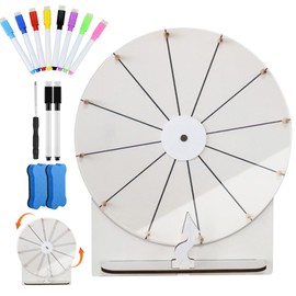 DAJASD 29 cm Wheel of Fortune for Spinning, 12 Speed Wheel of Fortune for DIY, Wooden Wheel of Fortune with Eraser and Marker Pen, Spin Wheel for Lottery Games, Word Games, Carnival Party